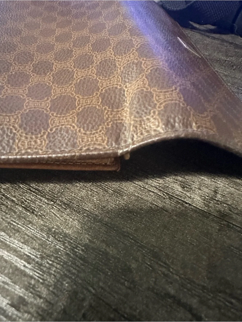 Vintage CELINE Macadam Triomphe Canvas Leather Trifold Wallet Italy